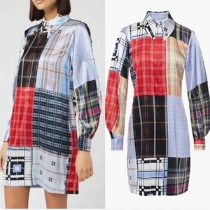 Plaid Patchwork Shirt Dress